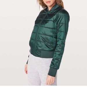 Lululemon Non Stop Bomber Jacket Reversible Puffer Mystic Green W4AEVS Sz 6